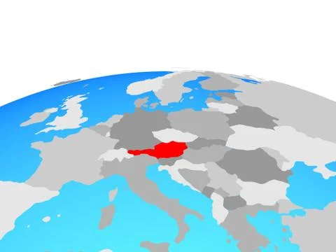 Map of Austria on globe Illustrazione stock