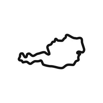 Map of Austria icon linear vector graphics sign Stock Illustration