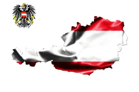 Map of Austria with national flag Stock Illustration