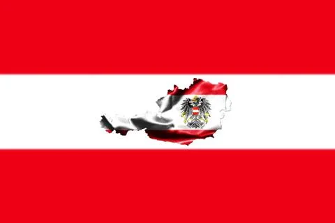 Map of Austria with national flag Stock Illustration