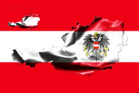 Map of Austria with national flag Stock Illustration
