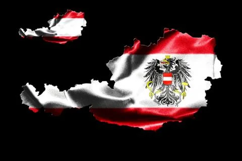 Map of Austria with national flag Stock Illustration