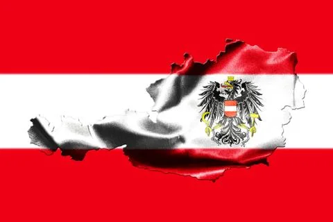 Map of Austria with national flag Stock Illustration