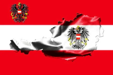 Map of Austria with national flag Stock Illustration