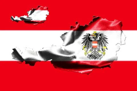 Map of Austria with national flag Stock Illustration