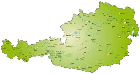 Map of austria as an overview map in green Stock Illustration