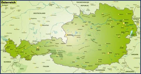 Map of austria as an overview map in green Stock Illustration