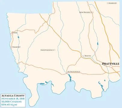 Map of Autauga County in Alabama Stock Illustration