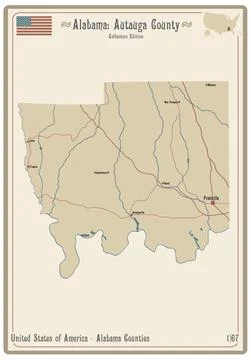 Map of Autauga County in Alabama Stock Illustration