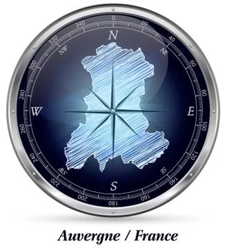 Map of auvergne with borders Stock Illustration