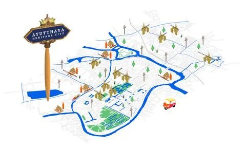 Map of Ayutthaya city Stock Illustration