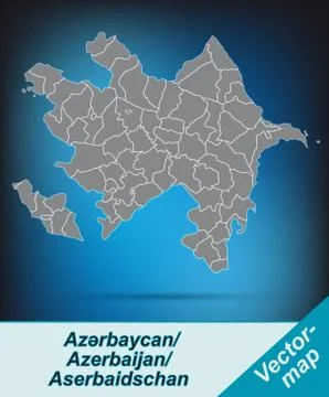 Map of azerbaijan with borders in bright gray Stock Illustration