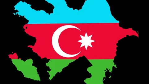 The map of azerbaijan filled with the national flag colors and symbols Stock Footage 346545849