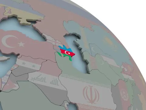 Map of Azerbaijan with flag Stock Illustration