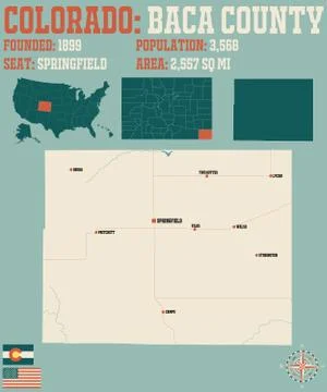Map of Baca County in Colorado Stock Illustration