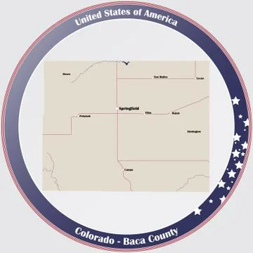 Map of Baca County in Colorado Stock Illustration