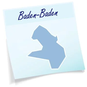 Map of baden-baden as sticky note Stock Illustration