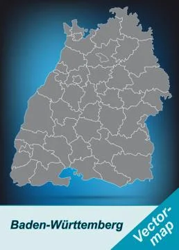 Map of baden-wuerttemberg with borders in bright gray Stock Illustration