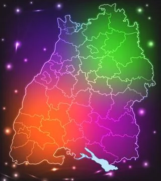 Map of baden-wuerttemberg with borders with bright colors Stock Illustration