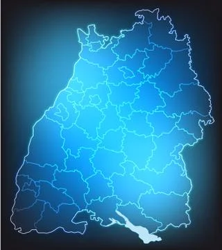 Map of baden-wuerttemberg with borders with bright colors Stock Illustration