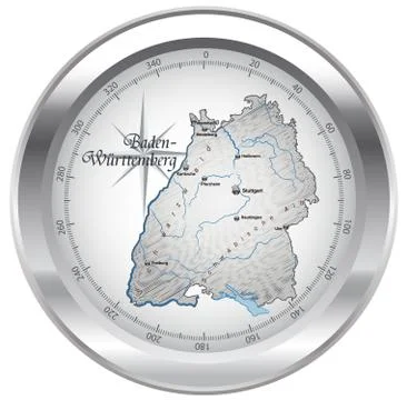 Map of baden-wuerttemberg as an overview map in chrome Stock Illustration