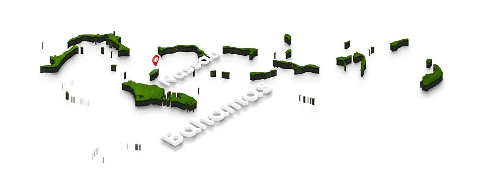 Map of Bahamas. 3D isometric perspective illustration. Stock Illustration