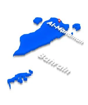 Map of Bahrain. 3D isometric perspective illustration. Stock Illustration