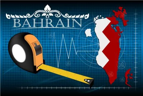 Map of Bahrain with ruler, vector. Illustrazione stock