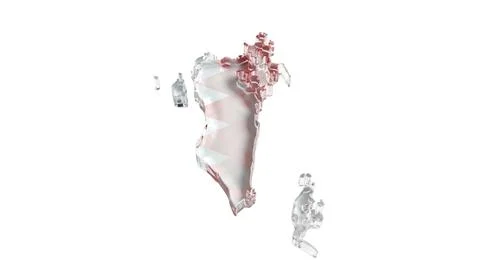 Map of bahrain in shape of country transparent glass with flag inside. Stock Illustration