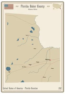 Map of Baker County in Florida Stock Illustration