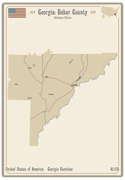 Map of Baker County in Georgia Stock Illustration