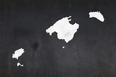 Map of the Balearic Islands drawn on a blackboard Illustrazione stock