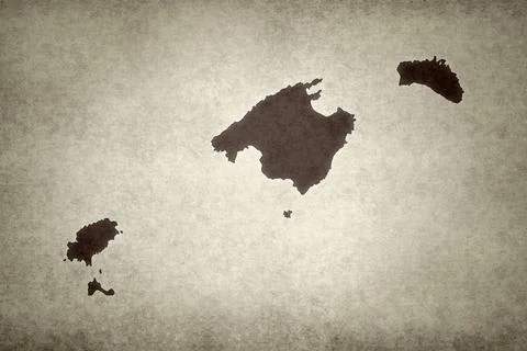 Map of the Balearic Islands on a paper Stock Illustration