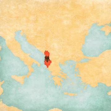 Map of Balkans - Albania Stock Illustration