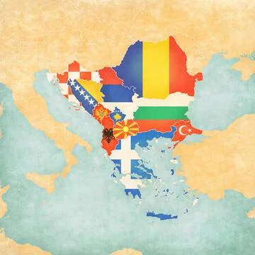 Map of Balkans - all countries Stock Illustration