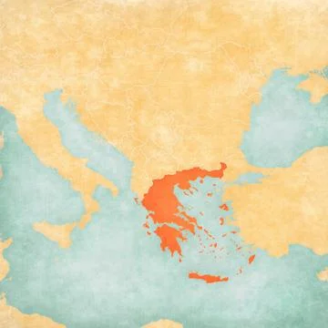 Map of Balkans - Greece Stock Illustration