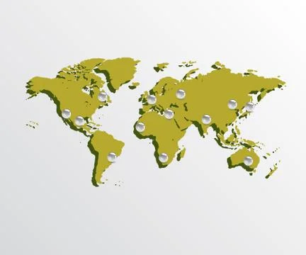 Map with balls as pins Stock Illustration