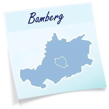 Map of bamberg as sticky note Illustrazione stock