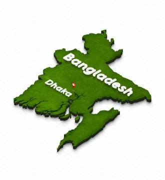 Map of Bangladesh. 3D isometric perspective illustration. Stock Illustration