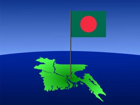 Map of bangladesh with flag Stock Illustration