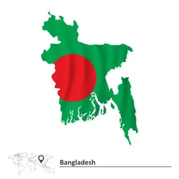 Map of Bangladesh with flag Stock Illustration