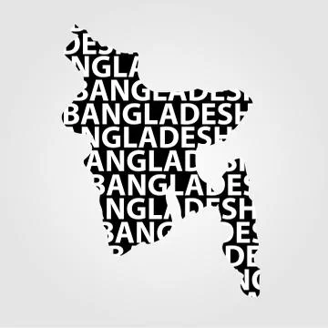 Map of Bangladesh with text inside Stock Illustration