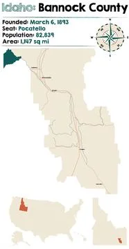 Map of Bannock County in Idaho Illustrazione stock