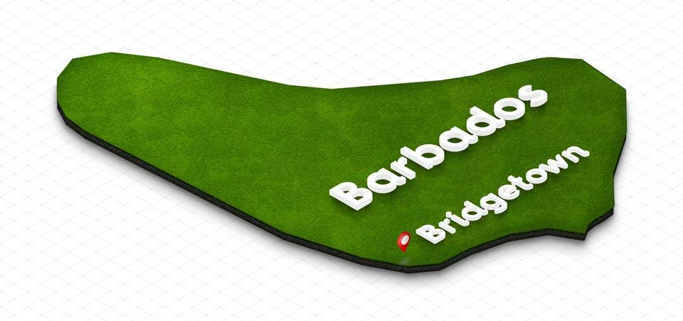 Map of Barbados. 3D isometric perspective illustration. Stock Illustration