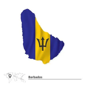 Map of Barbados with flag Stock Illustration