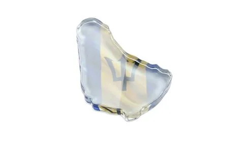 Map of barbados in shape of country transparent glass with flag inside. Stock Illustration