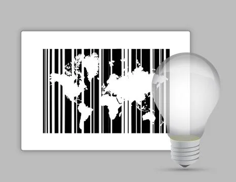 Map barcode and lightbulb illustration design graphic Illustrazione stock