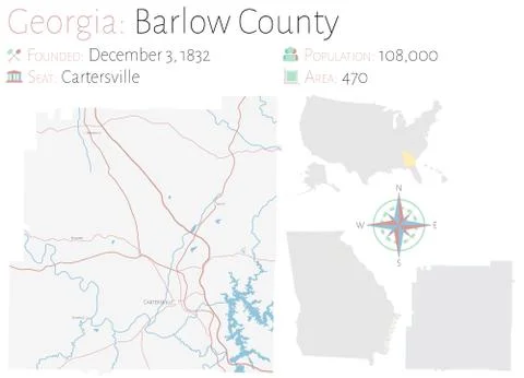 Map of in Barlow County Georgia Stock Illustration