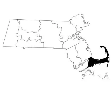 Map of Barnstable County in Massachusetts state on white background. single.. Stock Illustration