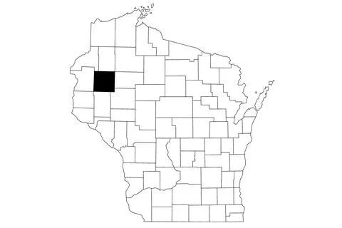 Map of Barron County in Wisconsin state on white background. single County .. Illustrazione stock